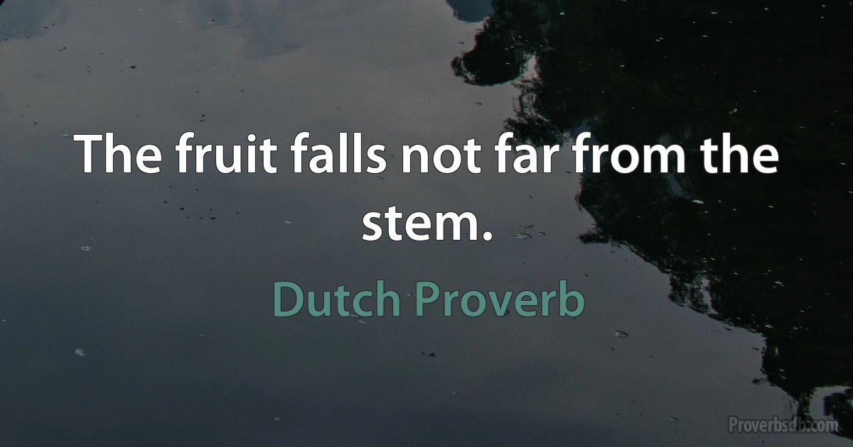 The fruit falls not far from the stem. (Dutch Proverb)