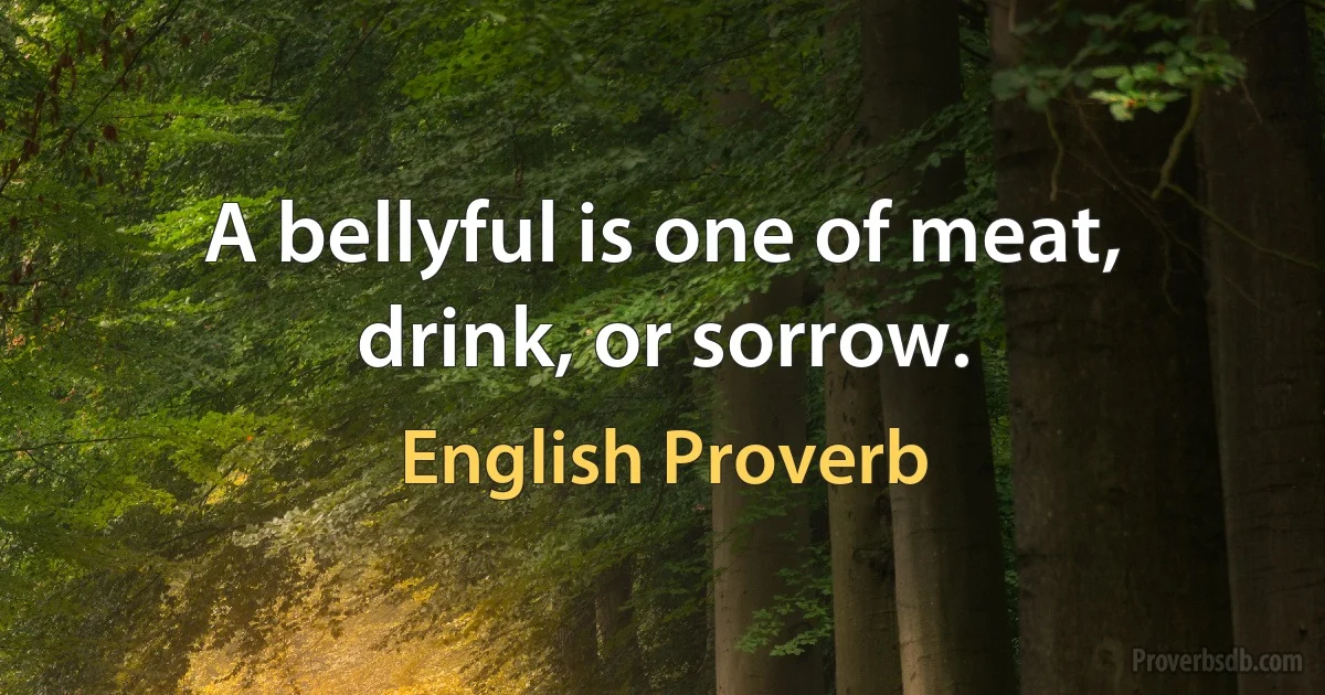 A bellyful is one of meat, drink, or sorrow. (English Proverb)