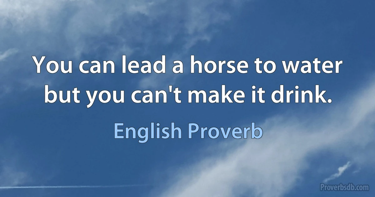 You can lead a horse to water but you can't make it drink. (English Proverb)