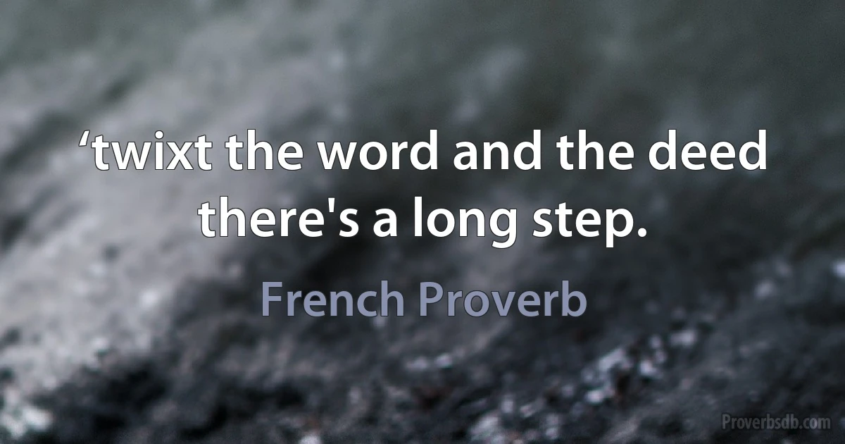 ‘twixt the word and the deed there's a long step. (French Proverb)