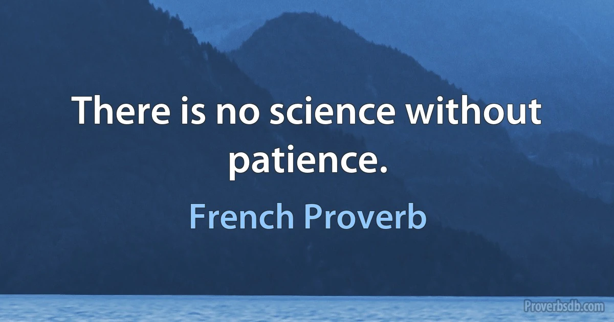 There is no science without patience. (French Proverb)