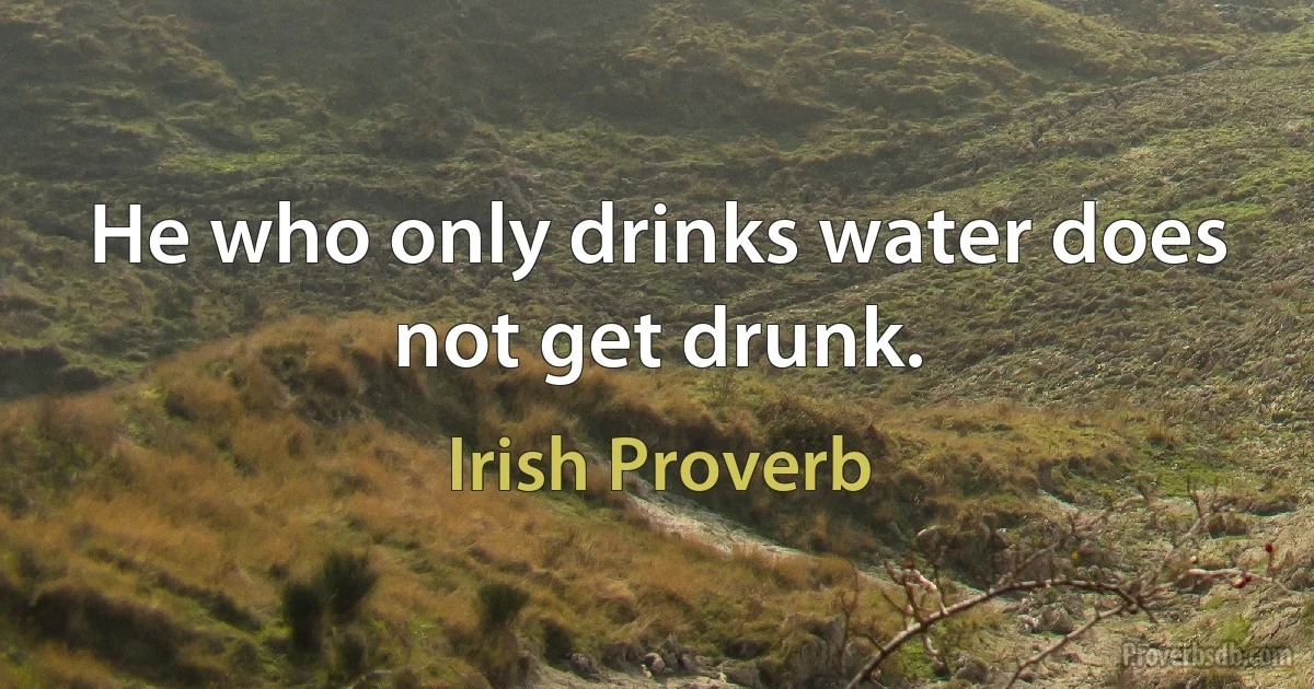 He who only drinks water does not get drunk. (Irish Proverb)