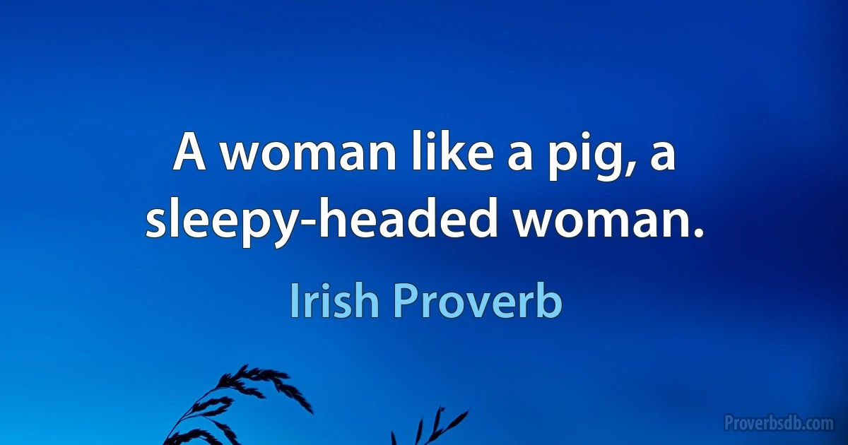 A woman like a pig, a sleepy-headed woman. (Irish Proverb)