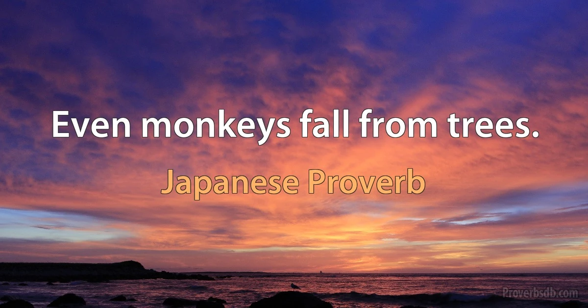 Even monkeys fall from trees. (Japanese Proverb)