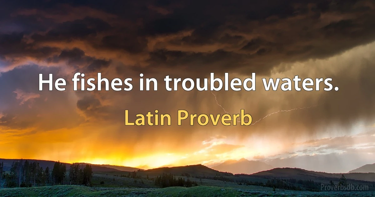 He fishes in troubled waters. (Latin Proverb)