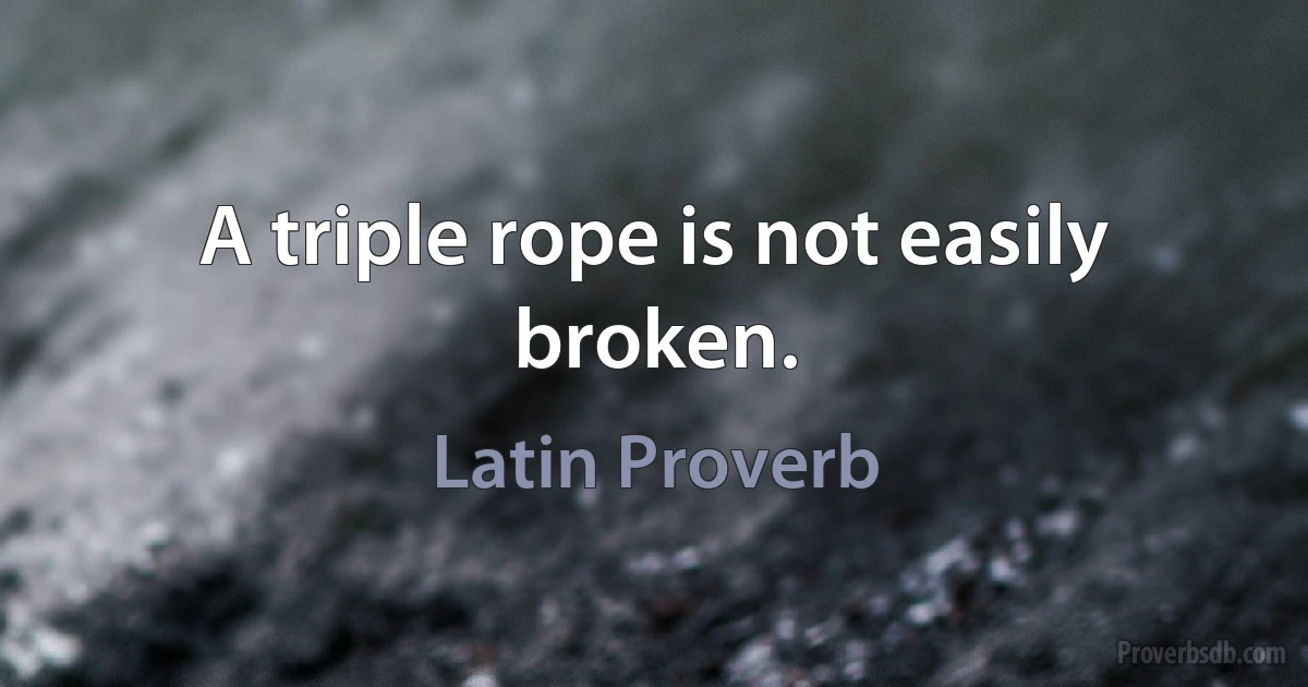 A triple rope is not easily broken. (Latin Proverb)