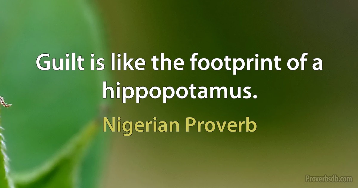 Guilt is like the footprint of a hippopotamus. (Nigerian Proverb)