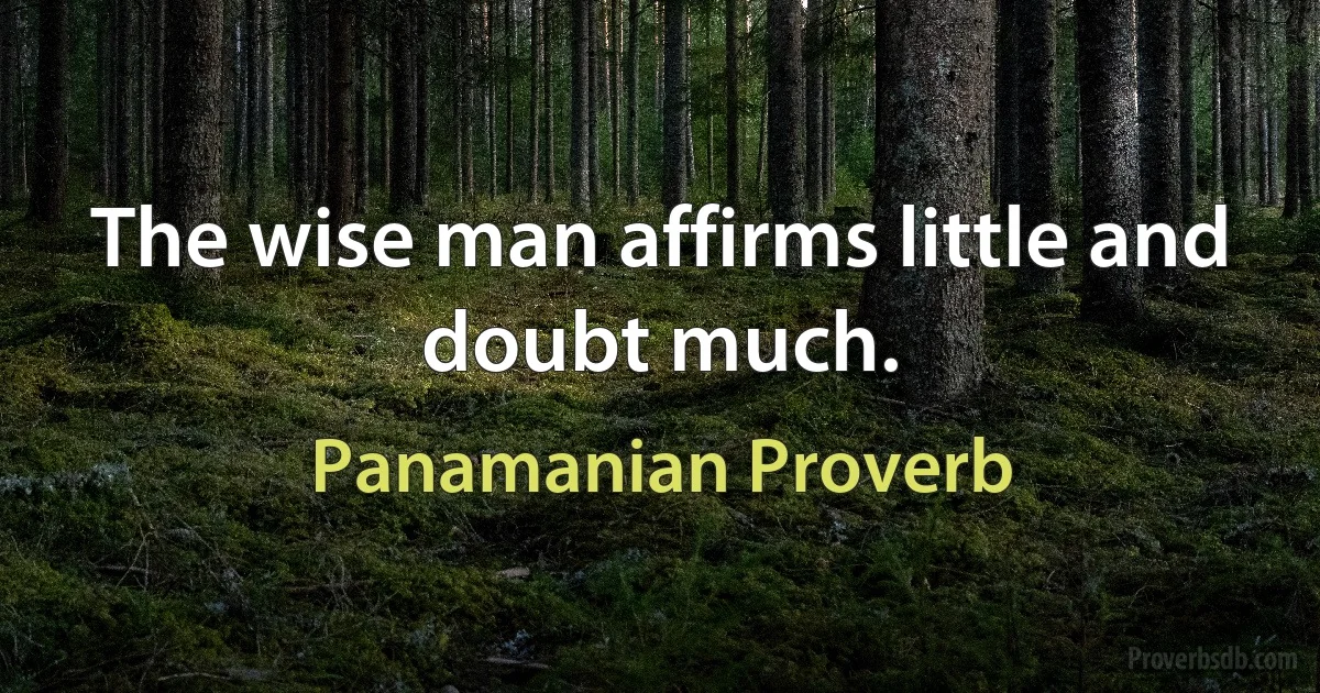 The wise man affirms little and doubt much. (Panamanian Proverb)