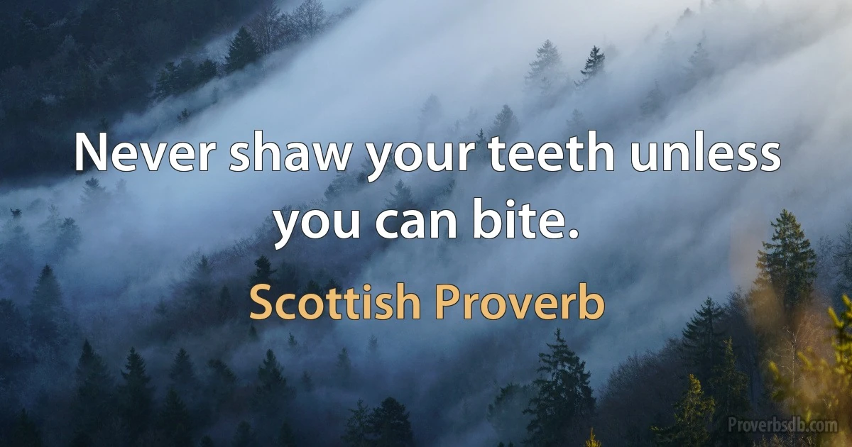 Never shaw your teeth unless you can bite. (Scottish Proverb)