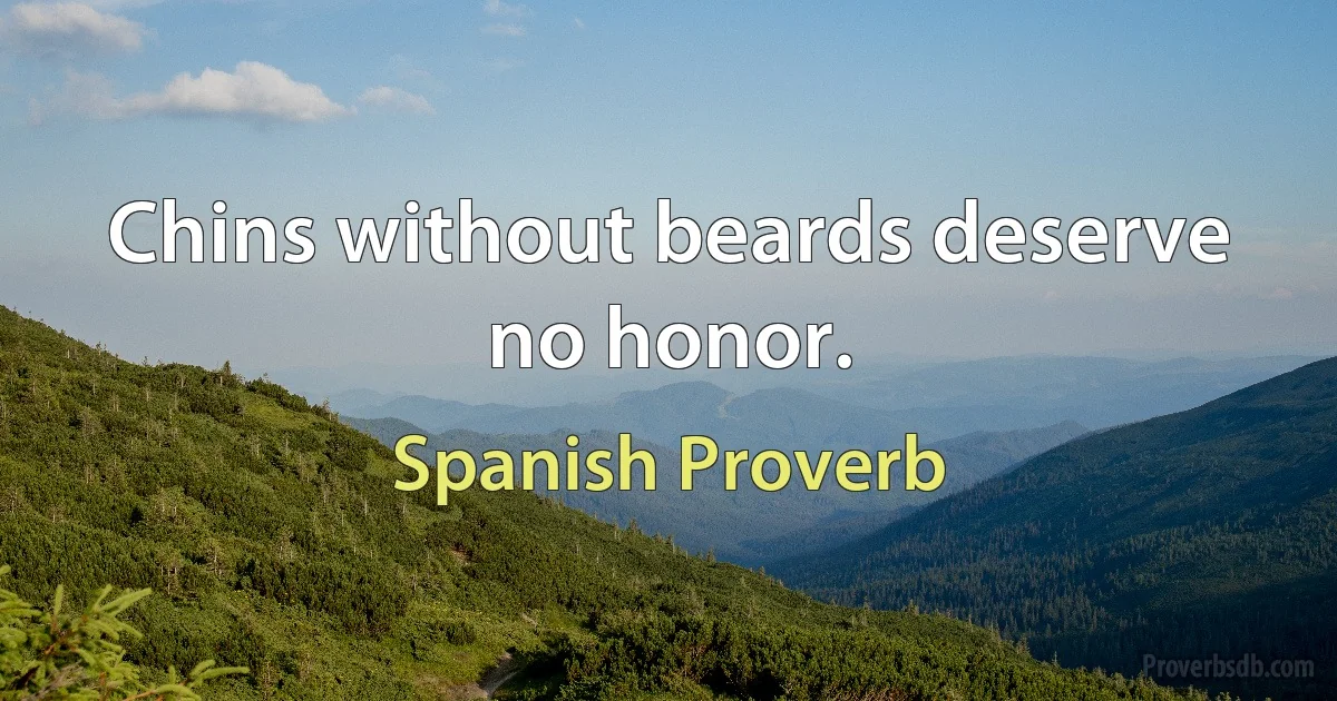 Chins without beards deserve no honor. (Spanish Proverb)