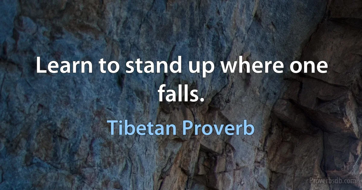 Learn to stand up where one falls. (Tibetan Proverb)