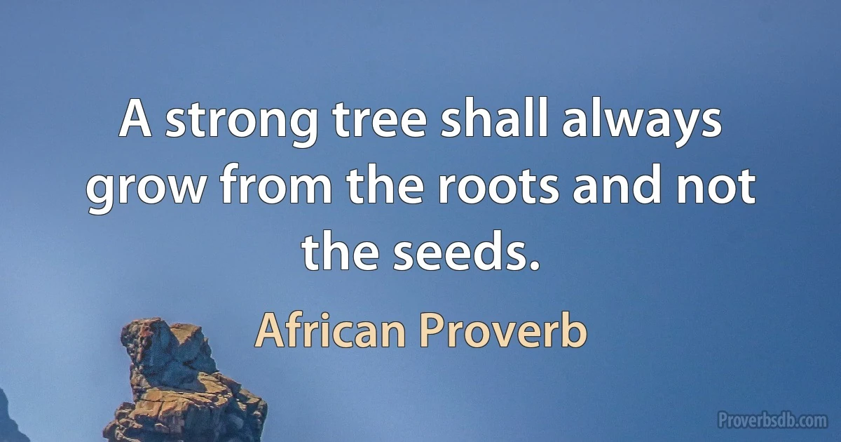 A strong tree shall always grow from the roots and not the seeds. (African Proverb)