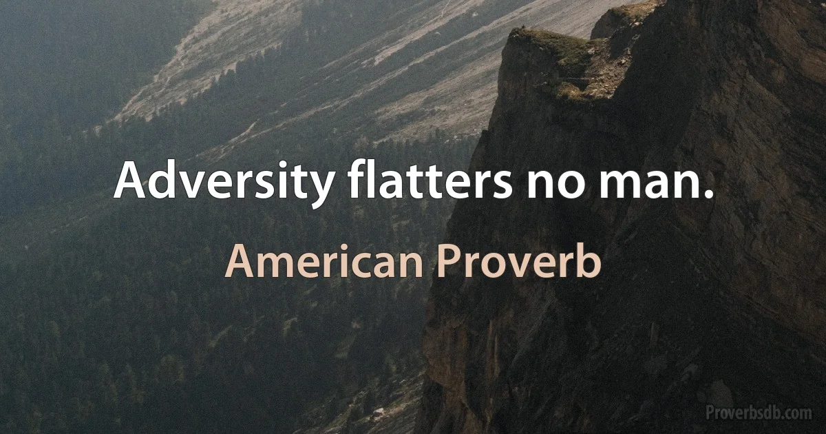 Adversity flatters no man. (American Proverb)