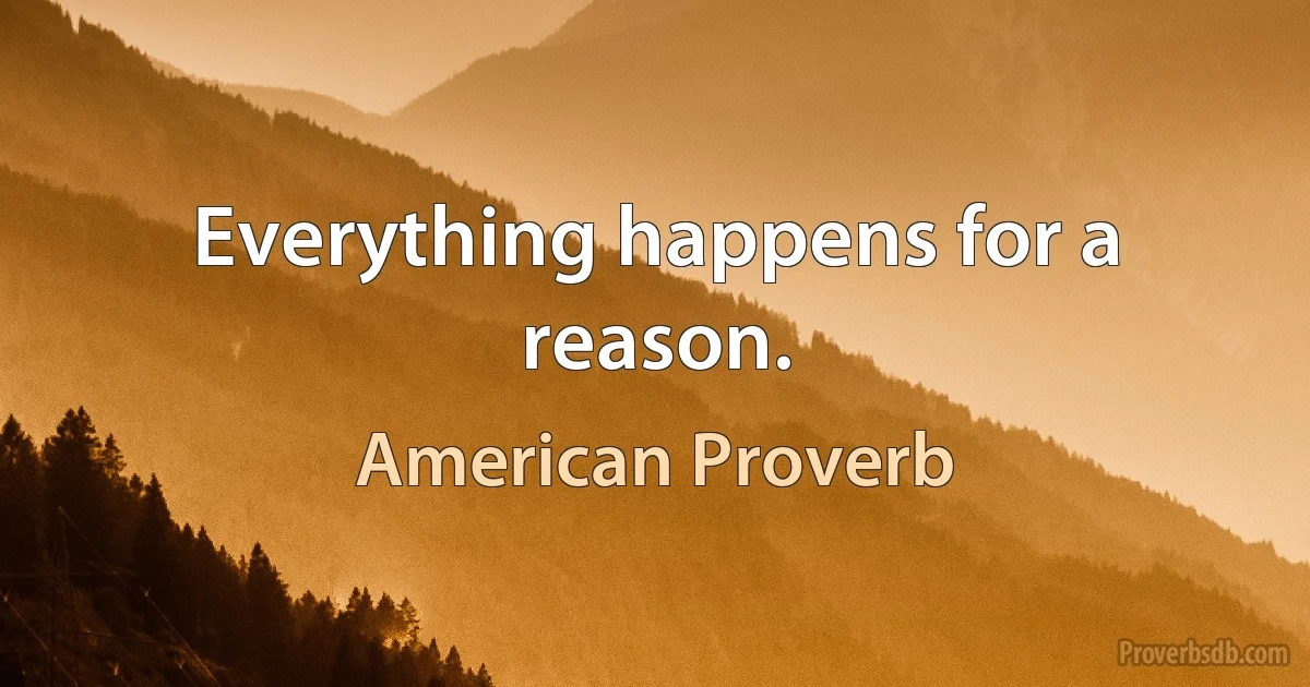 Everything happens for a reason. (American Proverb)