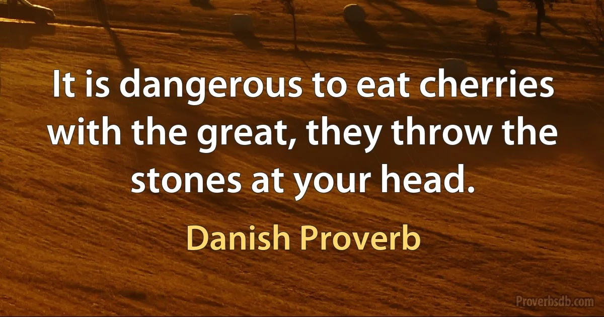 It is dangerous to eat cherries with the great, they throw the stones at your head. (Danish Proverb)