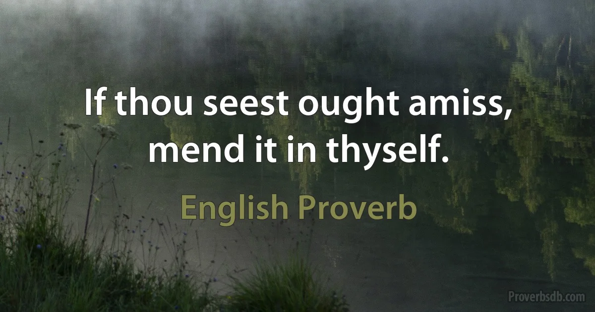 If thou seest ought amiss, mend it in thyself. (English Proverb)