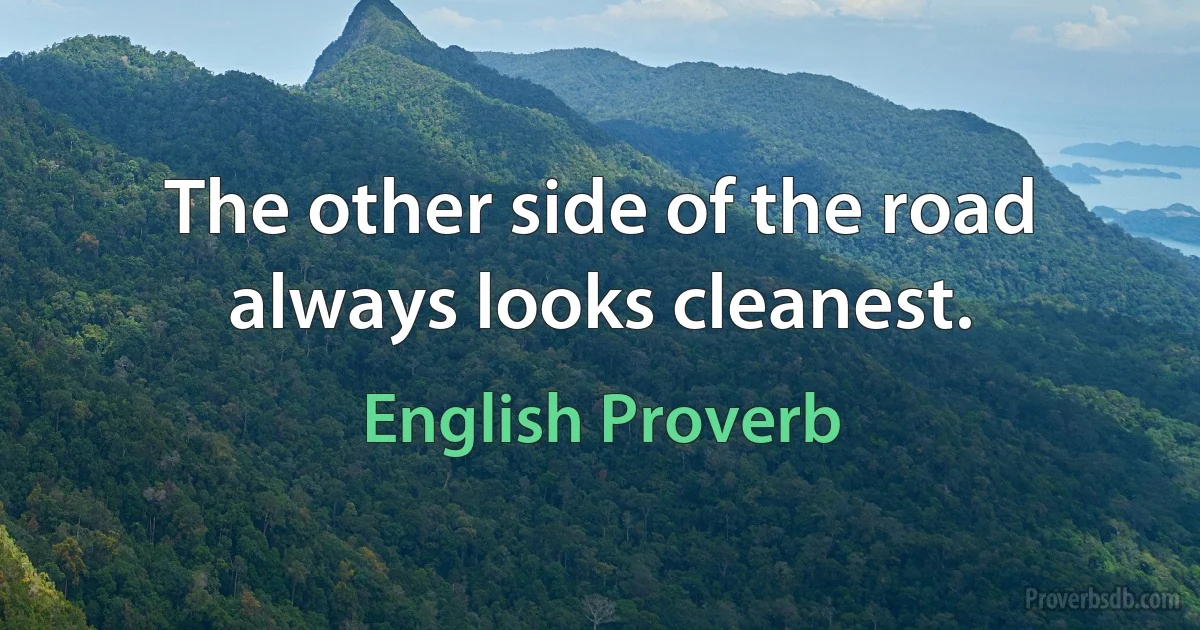 The other side of the road always looks cleanest. (English Proverb)