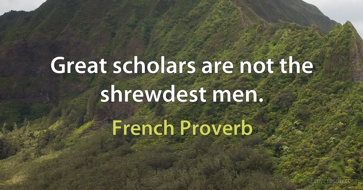 Great scholars are not the shrewdest men. (French Proverb)