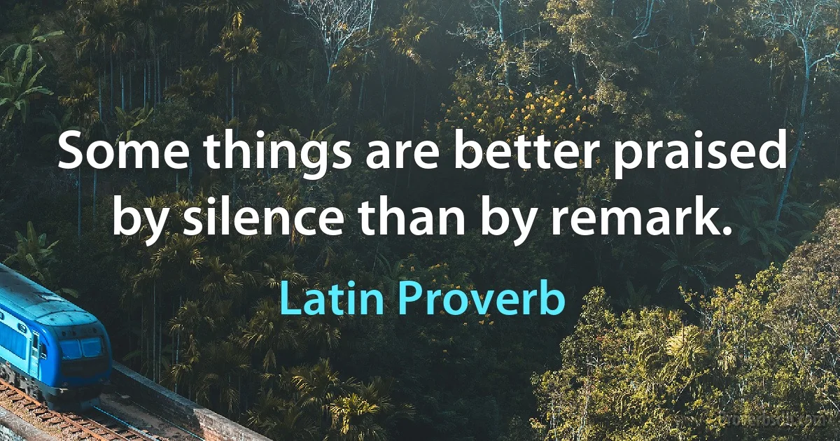 Some things are better praised by silence than by remark. (Latin Proverb)