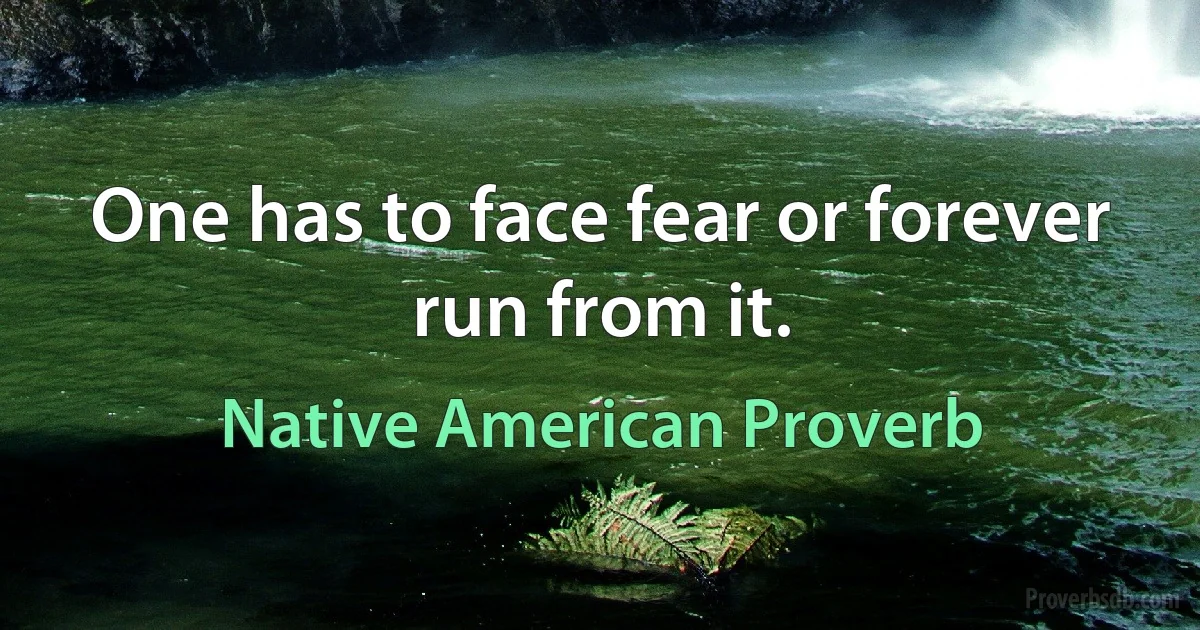 One has to face fear or forever run from it. (Native American Proverb)