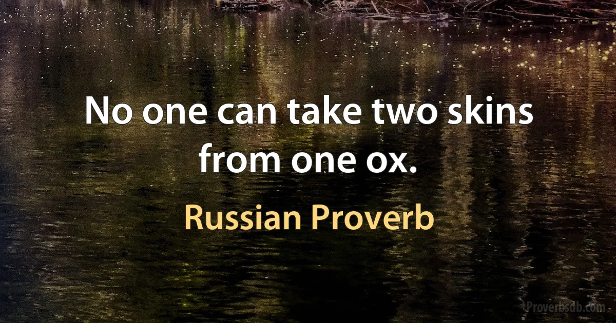 No one can take two skins from one ox. (Russian Proverb)