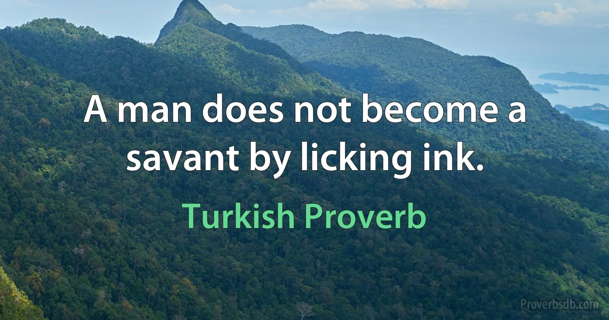 A man does not become a savant by licking ink. (Turkish Proverb)