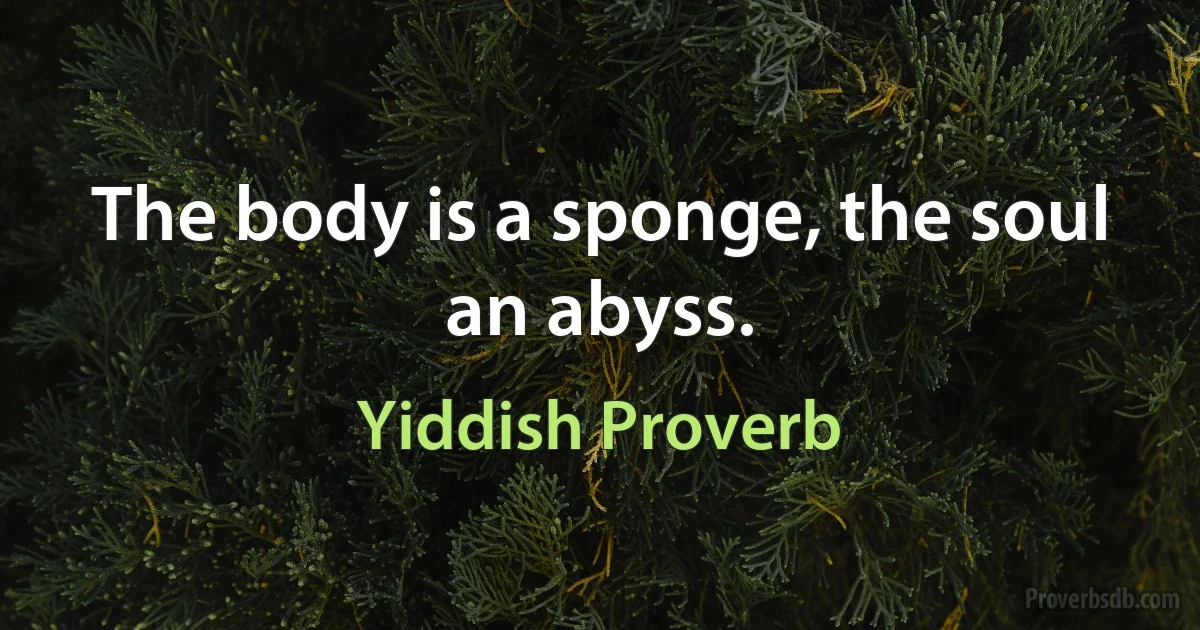 The body is a sponge, the soul an abyss. (Yiddish Proverb)