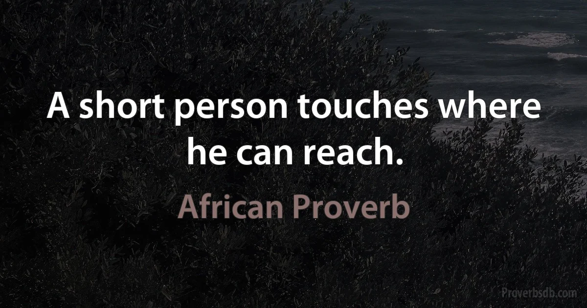 A short person touches where he can reach. (African Proverb)