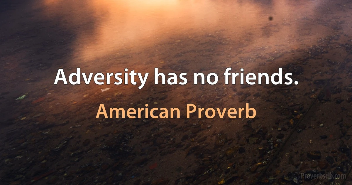 Adversity has no friends. (American Proverb)