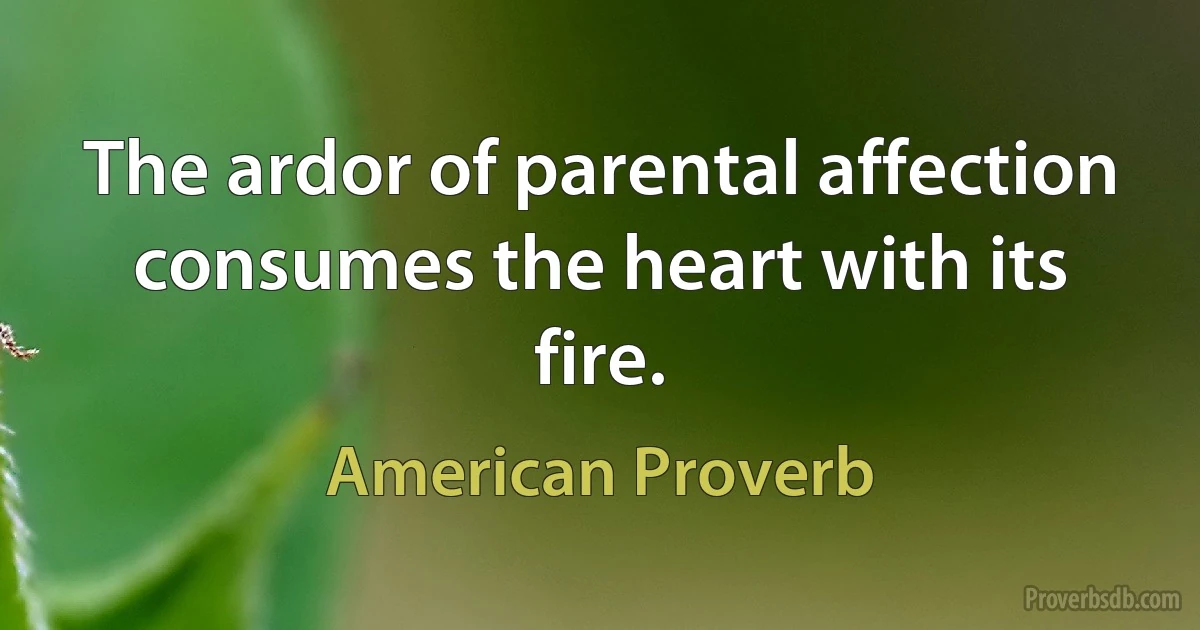 The ardor of parental affection consumes the heart with its fire. (American Proverb)