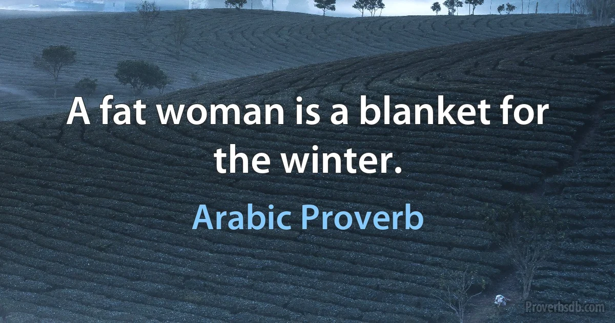 A fat woman is a blanket for the winter. (Arabic Proverb)