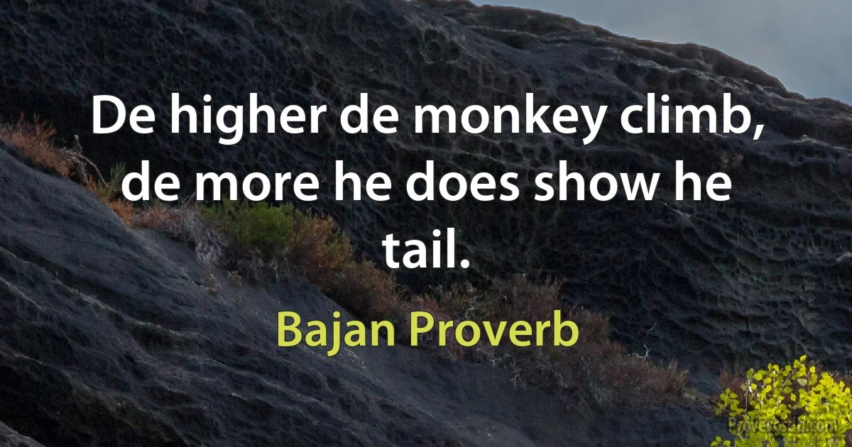 De higher de monkey climb, de more he does show he tail. (Bajan Proverb)