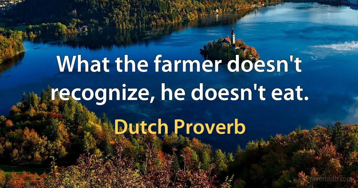 What the farmer doesn't recognize, he doesn't eat. (Dutch Proverb)