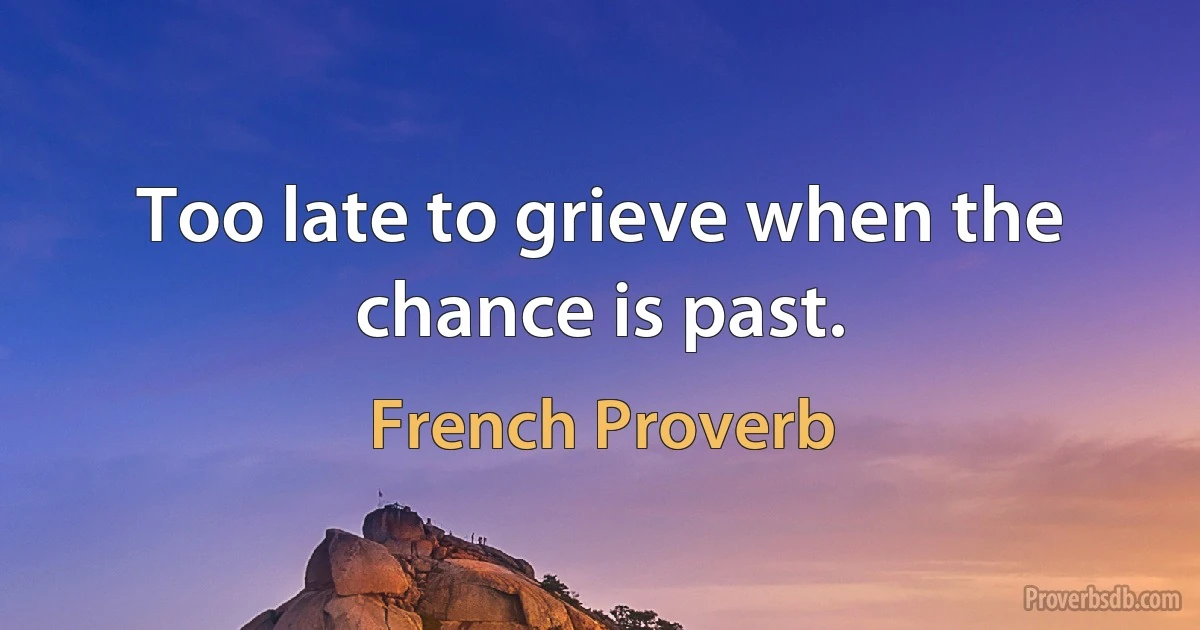 Too late to grieve when the chance is past. (French Proverb)