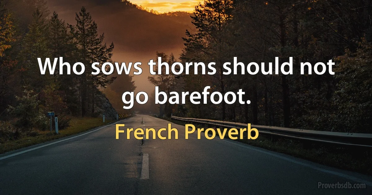 Who sows thorns should not go barefoot. (French Proverb)