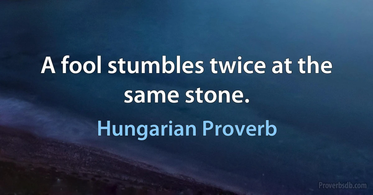 A fool stumbles twice at the same stone. (Hungarian Proverb)