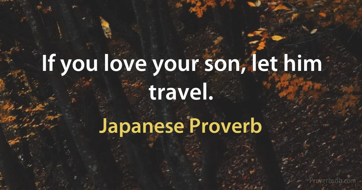 If you love your son, let him travel. (Japanese Proverb)