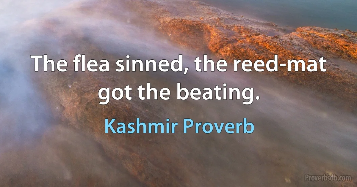 The flea sinned, the reed-mat got the beating. (Kashmir Proverb)