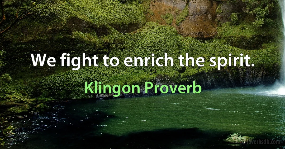 We fight to enrich the spirit. (Klingon Proverb)