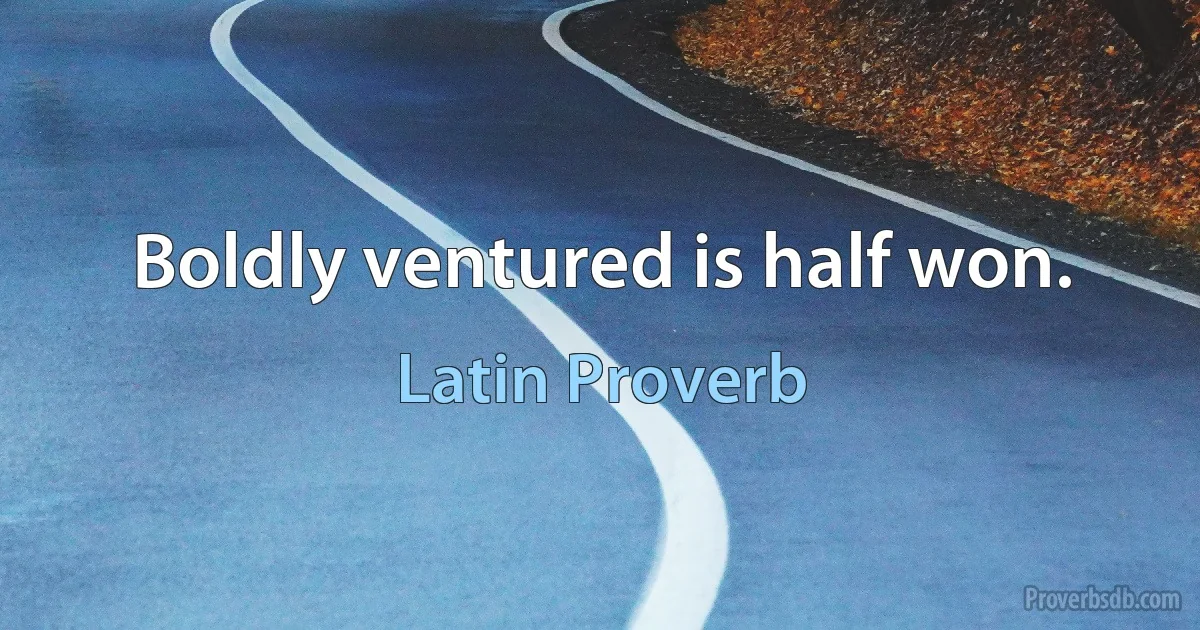 Boldly ventured is half won. (Latin Proverb)