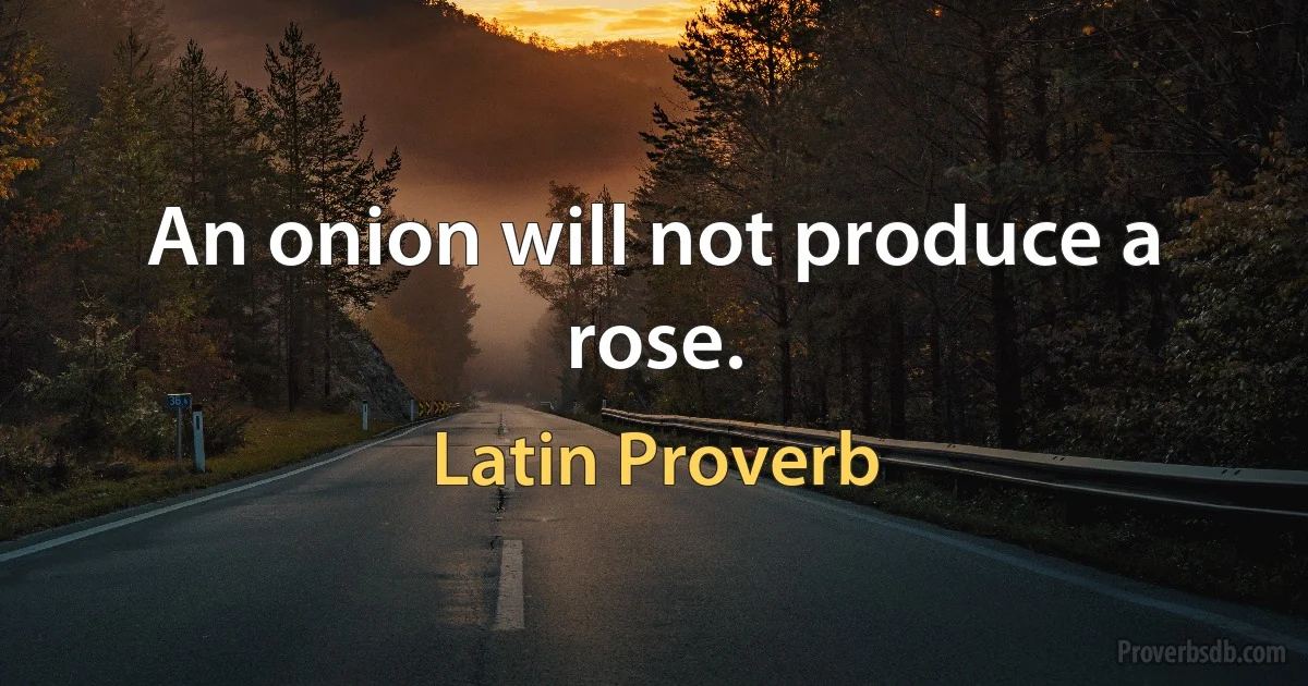 An onion will not produce a rose. (Latin Proverb)