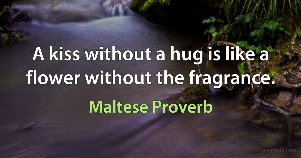 A kiss without a hug is like a flower without the fragrance. (Maltese Proverb)