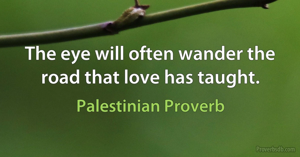 The eye will often wander the road that love has taught. (Palestinian Proverb)