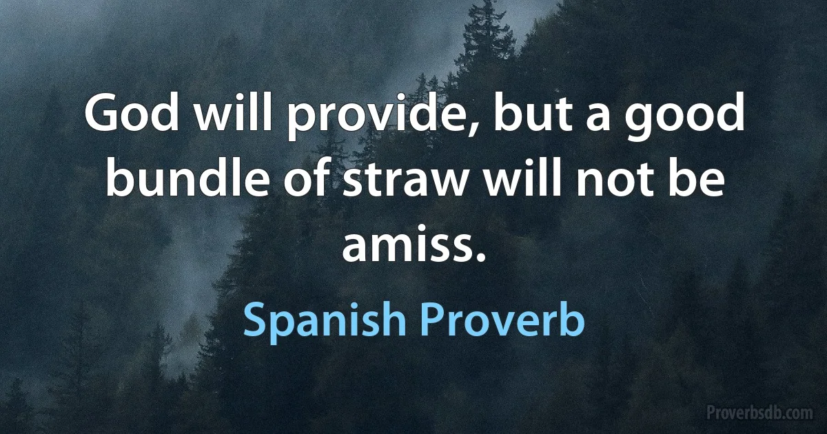 God will provide, but a good bundle of straw will not be amiss. (Spanish Proverb)