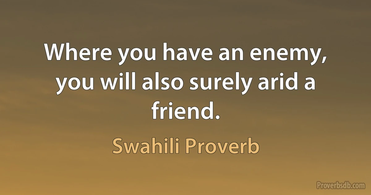 Where you have an enemy, you will also surely arid a friend. (Swahili Proverb)