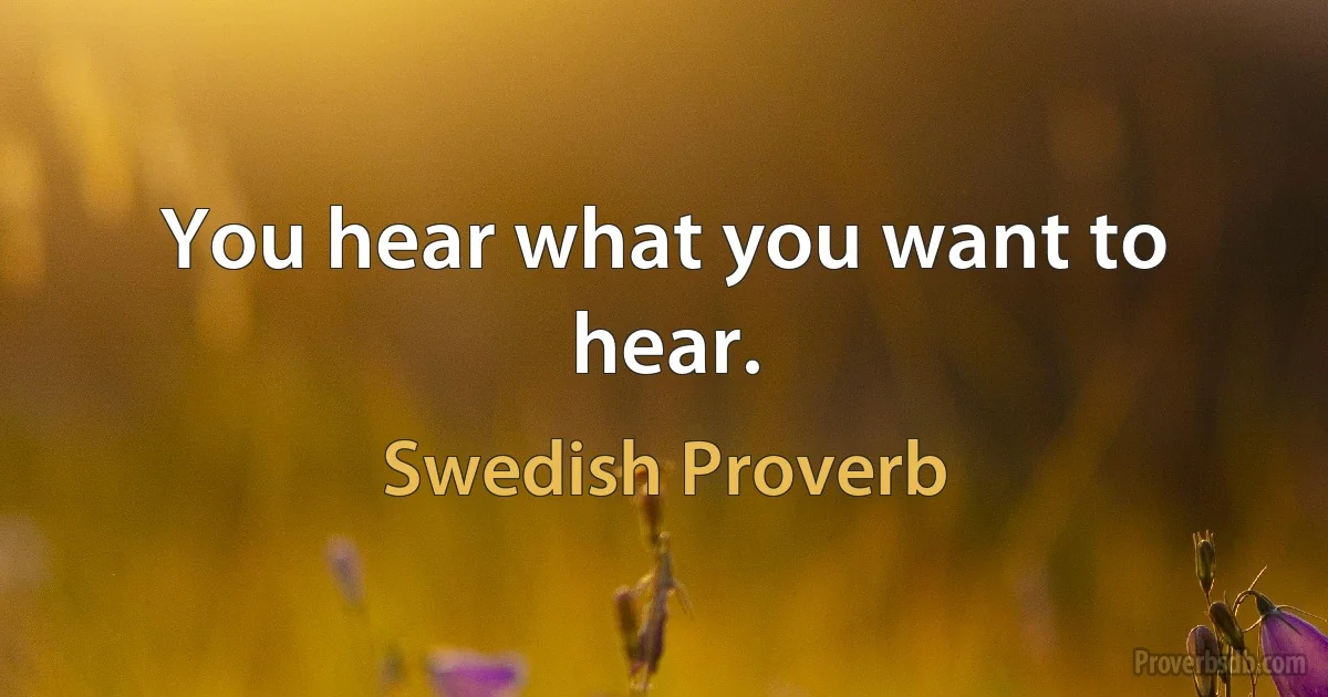You hear what you want to hear. (Swedish Proverb)