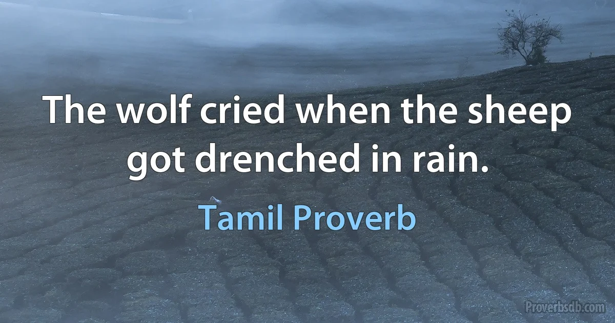 The wolf cried when the sheep got drenched in rain. (Tamil Proverb)