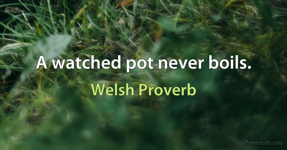 A watched pot never boils. (Welsh Proverb)