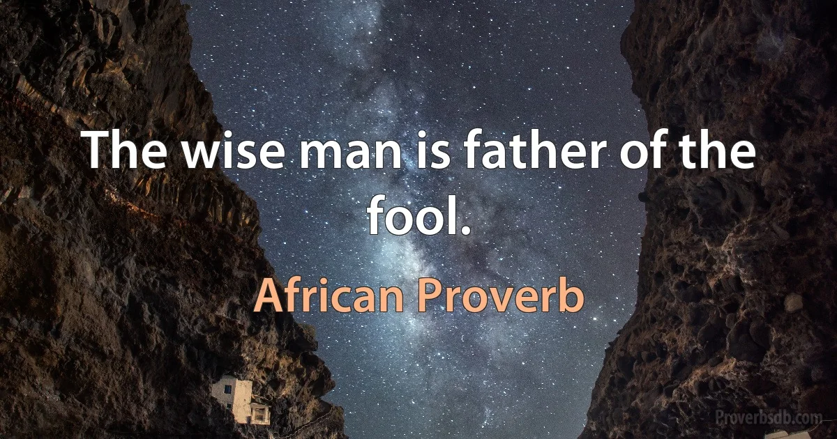 The wise man is father of the fool. (African Proverb)