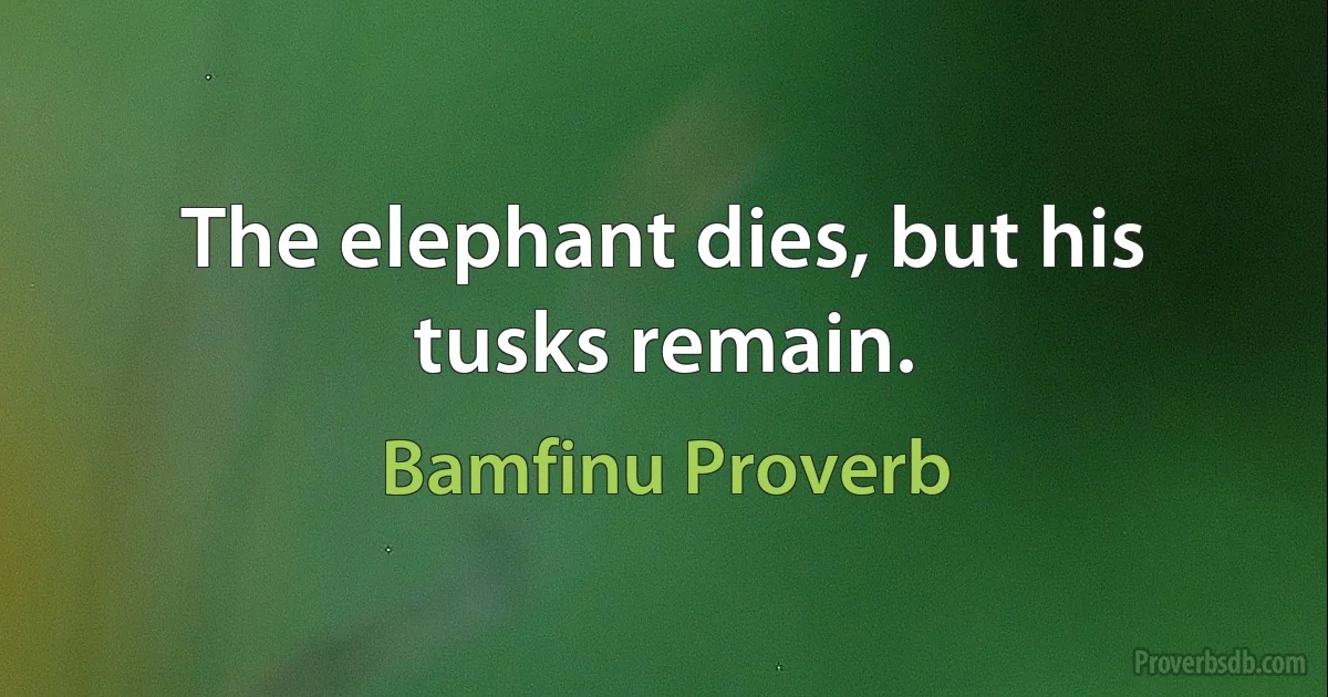 The elephant dies, but his tusks remain. (Bamfinu Proverb)